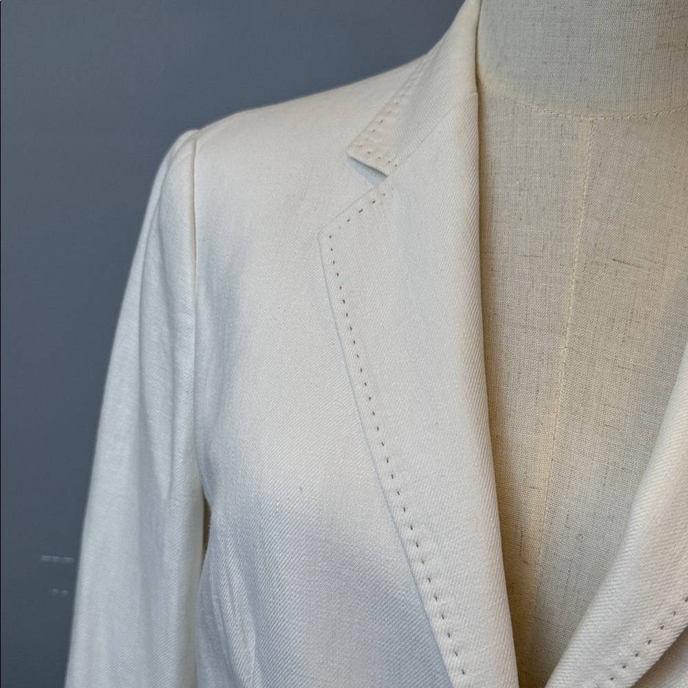 Max Mara White Linen Blazer – Classic Tailored Jacket Size 10 Designer